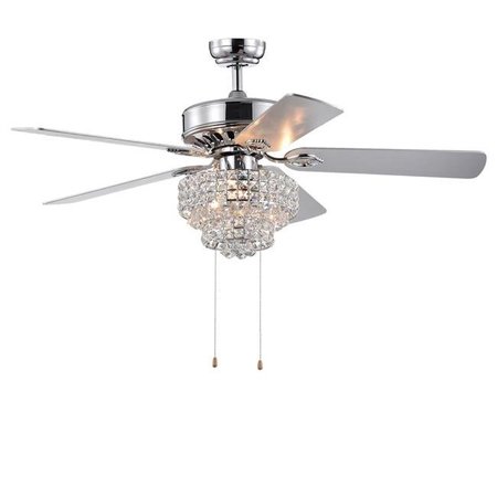 WAREHOUSE OF TIFFANY Warehouse of Tiffany CFL-8342CH 55 in. Faegan Matte Black Lighted Ceiling Fan with Caged 3-Light Edison Lamp; Silver CFL-8342CH